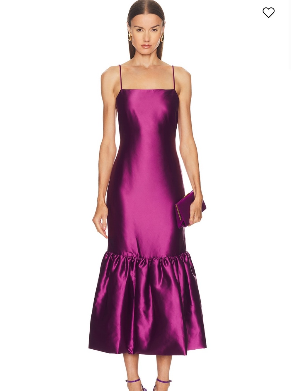Caroline Constas Magenta Satin Spaghetti-Strap Midi Dress